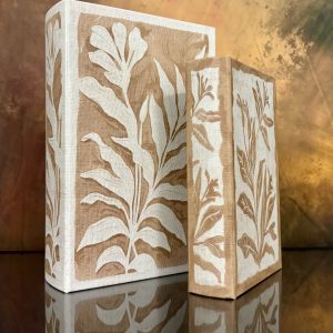 S/2 NEUTRAL BOTANICAL BOOK BOXES