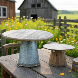 S/2 WOOD & METAL PEDESTAL STANDS