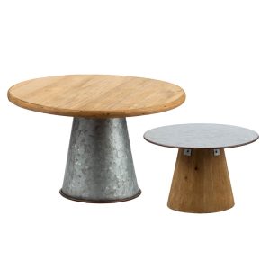 S/2 WOOD & METAL PEDESTAL STANDS
