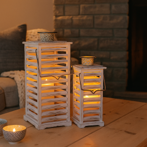 S/2 BAYSIDE LANTERNS 9x27.5", 6.5x18.5"