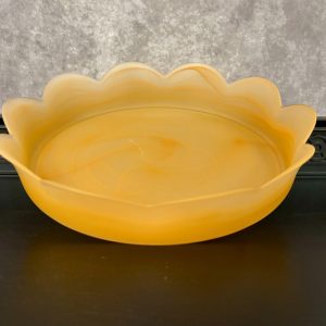 FROSTED HONEY GLASS TRAY 12.5"D