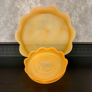 FROSTED HONEY GLASS TRAY 12.5"D