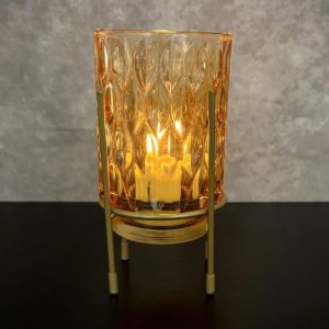 GOLDEN HOUR GLASS CANDLE HOLDER 3.5"DX7"H