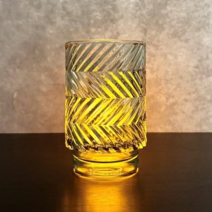 SMOKY GREY GLASS CANDLE HOLDER 3.5"DX7"H