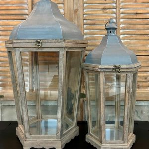 THE GREYCREST LANTERN S/2, 15.35W x 28.55"H, 10.25W x 21.45"H