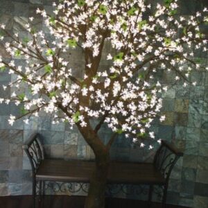 7' BLOSSOM TREE, 704 WARM WHITE LEDS, NATURAL TRUNK