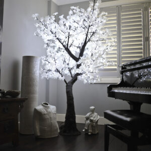 880 LIGHT 7' WHITE LEAF MAPLE TREE, WARM WHITE LEDS, BLACK TRUNK